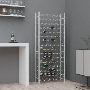 vidaXL Стойка за вино за 96 бутилки, бяла, метална (340914)