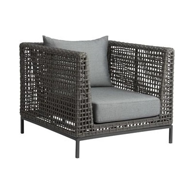 Korpus se sedáky pro nízké křeslo Corda, Stern, 87x87x59 cm, lankovný výplet šedý (platin), sedáky 100% polyakryl šedý (silk grey), bez podnože