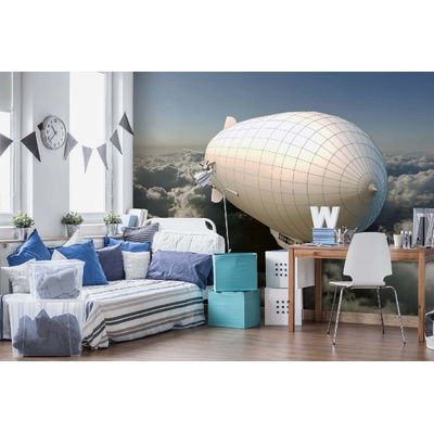 DIMEX ART Самозалепваща се флизелинова фототапета бял дирижабъл 375 x 250 см