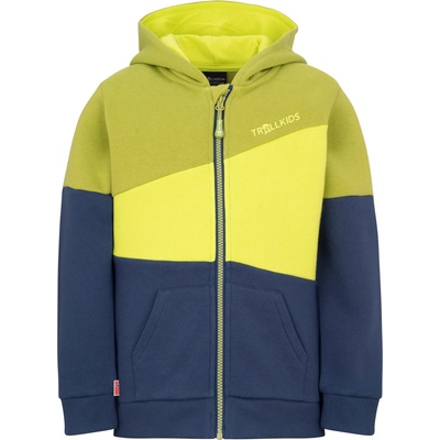 TROLLKIDS Детско яке за тренировка Trollkids Kid's Alesund Sweater Hoodie - Green Lizard / Mystic Blue / Kiwi - размер 92 (EU) (704-2482-0711)