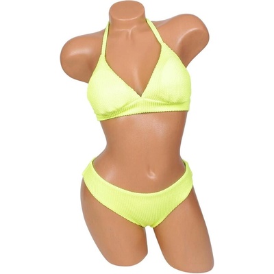 Дамски бански в неоново жълто с рипсен ефект