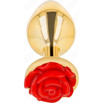 Image 1 of Метален анален плъг с червена роза, 10, 2см. - Kink Plug Rose Gold (D-242591)
