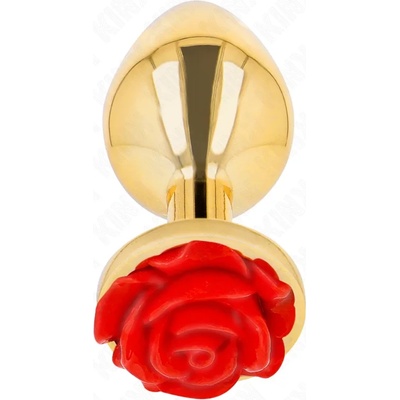 Метален анален плъг с червена роза, 10, 2см. - Kink Plug Rose Gold (D-242591)
