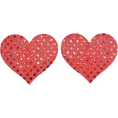 SuperLove Heart Nipple Covers Sequin Red