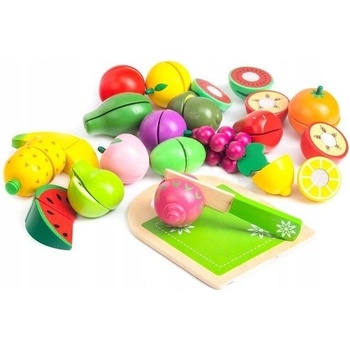 Eco Toys Dřevěné ovoce v kyblíku 20 kusů