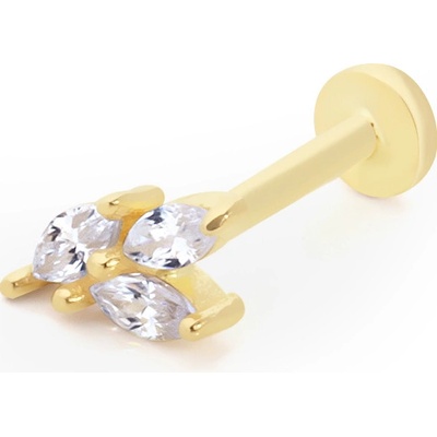 Lillian Vassago Zlatý piercing labreta se zirkony s motivem lístečků LLV92-GPI087LB