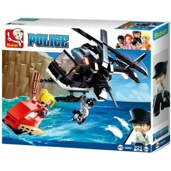 Sluban B0651 Policie Helikoptéra a zlodějka na skútru