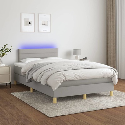Petrashop 3133781 boxspring postel s matrací a LED světle šedá textil