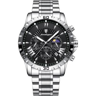 Poedagar Мъжки часовник Poedagar CS1817, неръждаема стомана, сребрист, черен циферблат (CS1817)