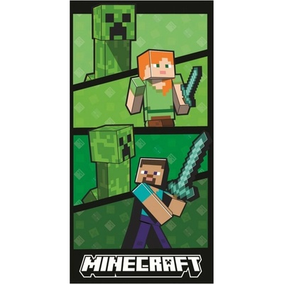 Halantex plážová osuška Minecraft Creeper Fight Alex a Steve 70 x 140 cm