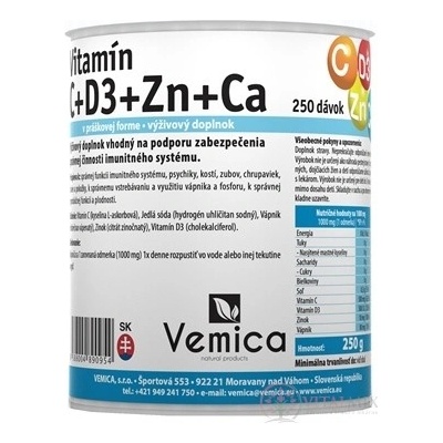 Vemica Vitamin C+D3+Zn+Ca prášek 250 g