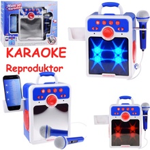 JOKO Detský Karaoke Reproduktor s Mikrofónom Boombox vstup USB a MP3 modrý