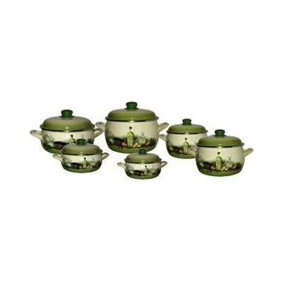 Metalac Zelené Olivy, smaltovaný hrnec s poklicí 14 cm, 1,5 l
