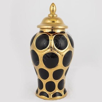 Eurolamp Керамичен буркан 33, 8x16 см златист/черен (EU0493)