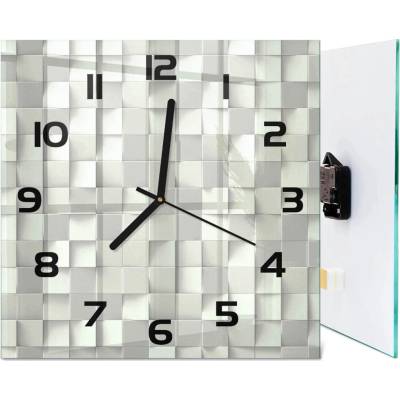 žiadna značka Klasické quartzové hodiny na batérie, geometrické pozadie 30x30 cm