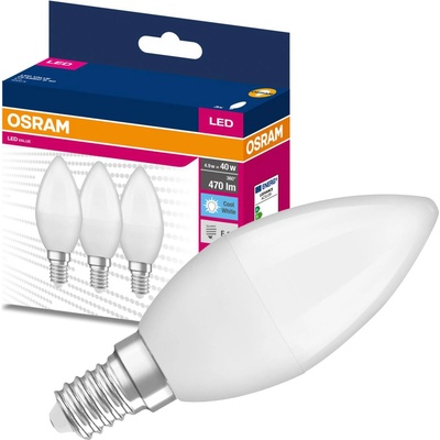 Osram 3PAK LED žiarovka E14 B35 4,9W = 40W 470lm 4000K Neutrálna 200° VALUE