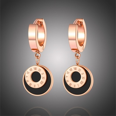 Victoria Filippi stainless steel ocelové náušnice Laetitia Black chirugická ocel římské číslice E-E21078-2/54 zlatá