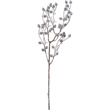 Butlers WINTERGREEN Větvička se šiškami 52 cm - stříbrná