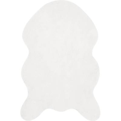 Pure Line Home Фигурална пътека olite имитация на заешка козина, с неплъзгаща се основа, Бяло