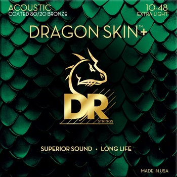 DR Strings Dragon Skin+ Coated 80/20 Extra Light 10-48 Струни за акустична китара (DA8-10)