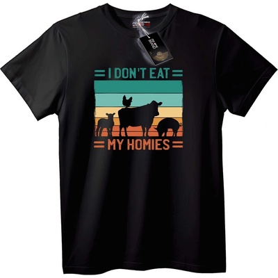 NOONEBRAND Тениска Не Ям Приятелите Си - M, Black