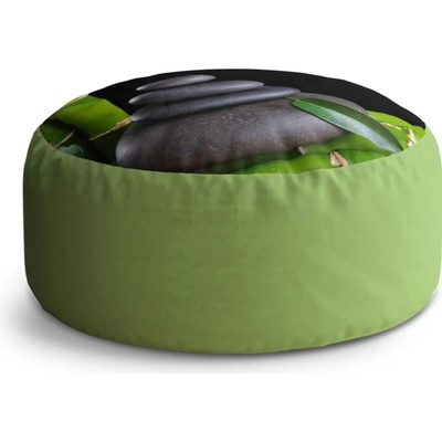 Sablio Taburet Circle Bambus a kameny: 38x48 cm