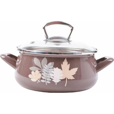 Metalac Kastrol lístky šedé kastrol se skleněnou poklicí 16 cm 1,85 l