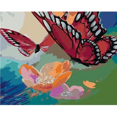 zuty Malování Podle Čísel Dva Motýli Na Květině 80 x 100 Cm Plátno Rám