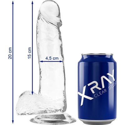 X RAY Priehľadné dildo s semenníkmi 20 cm
