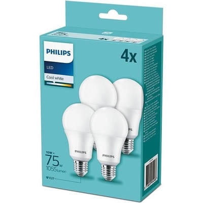 Philips 8718699694968 LED žiarovka E27 10W/75W 1055lm A60 4000K 4-set
