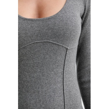 Calvin Klein Рокля Calvin Klein в сиво среднодълга с кройка по тялото LV044D366G (LV044D366G)