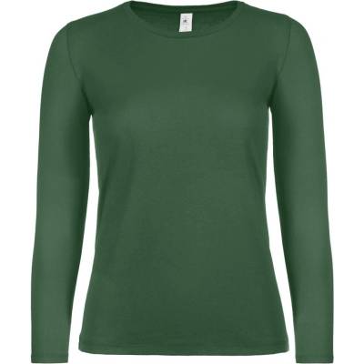 Tričko dámske B&C dlhý rukáv E150 tmavo zelené
