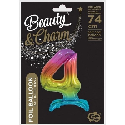 Balón foliový číslice DUHOVÁ na podstavci 74 cm 4