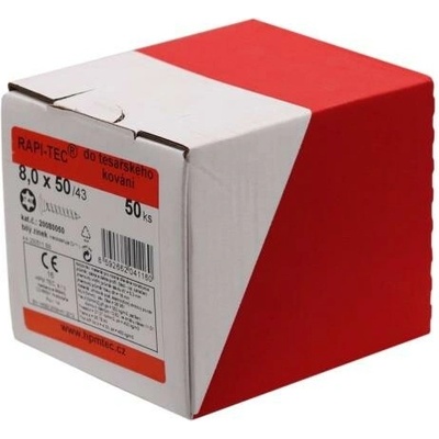 Skrutka RAPI-TEC do tesárskeho kovania 8,0x50 mm plochá hlava T40, pozink 50 ks