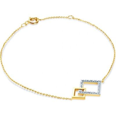 SAVICKI Náramok s príveskom štvorec žlté zlato s diamantom 0.04 ct 17 cm - SAVB07117 Y C