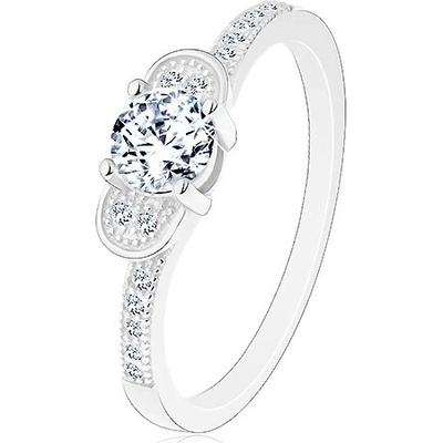 Šperky eshop zásnubní prsten stříbro 925 třpytivá mašlička z čirých zirkonů J10.03