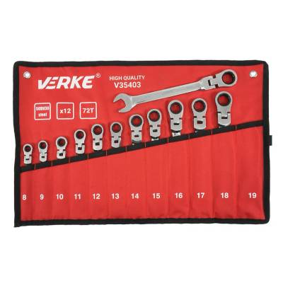 VERKE Ключове с тресчотка и гъвкаво съединение 8-19mm 12бр V35403 (V35403)