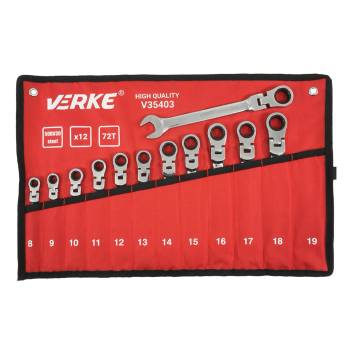 VERKE Ключове с тресчотка и гъвкаво съединение 8-19mm 12бр V35403 (V35403)