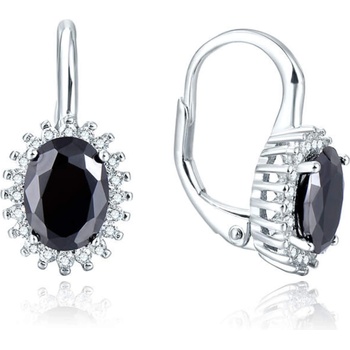 Silenti Jewelry Сребърни обеци "Девиз" - Черен