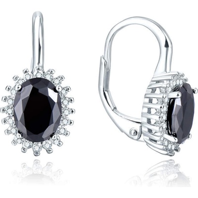 Silenti Jewelry Сребърни обеци "Девиз" - Черен