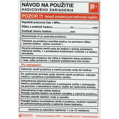 Návod na použite hadicového zariadenia