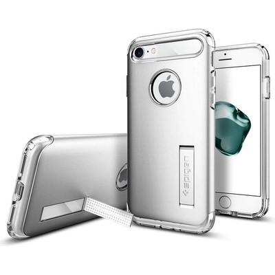 Spigen Slim Armor Case - хибриден кейс с поставка и най-висока степен на защита за iPhone 8, iPhone 7 (сребрист)