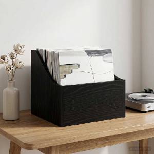 vidaXL Кутия за LP записи Черен дъб 37 x 33 x 32 см (8012764)