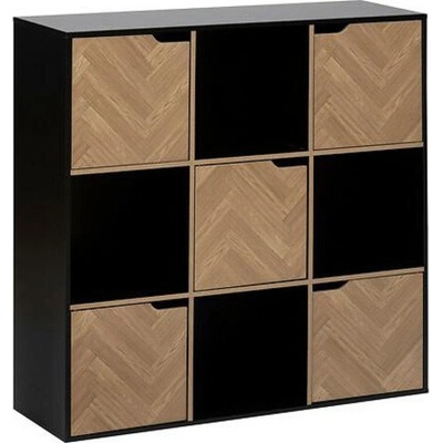 Industriální černo-přírodní knihovna Mix`n Door Chevrons s 9 přihrádkami do obýváku 5five