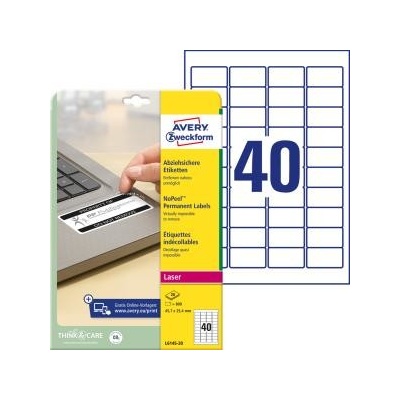 Etikety odolné na špeciálne použitie Avery `okamžite viditeľná manipulácia` 45,7x25,4mm biele