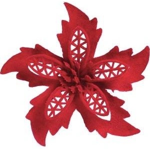 TITANUM Poinsettia flower flocked on wire red 2pcs