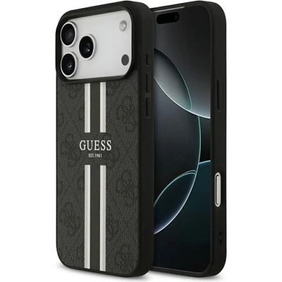 GUESS Калъф Guess 4G Printed Stripes MagSafe за iPhone 17 Pro Max - черен