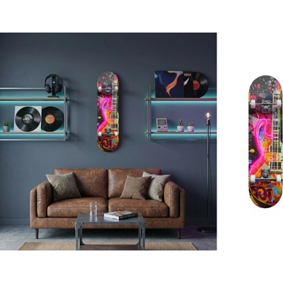 LED skateboard obraz – Pop art štýl s neónovým efektom 20 × 79 cm