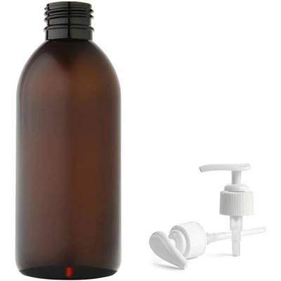 Tera Plastová lahvička hnědá s bílou pumpičkou 250 ml