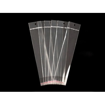 Celofánové sáčiky s lepiacou lištou a závesom 5x20 cm - 28000 ks - Transparent - Transparent
